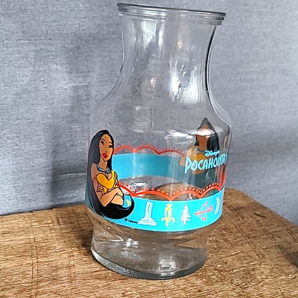 Vintage 95' Disney Pocahontas Glass Juice Crafe Vase